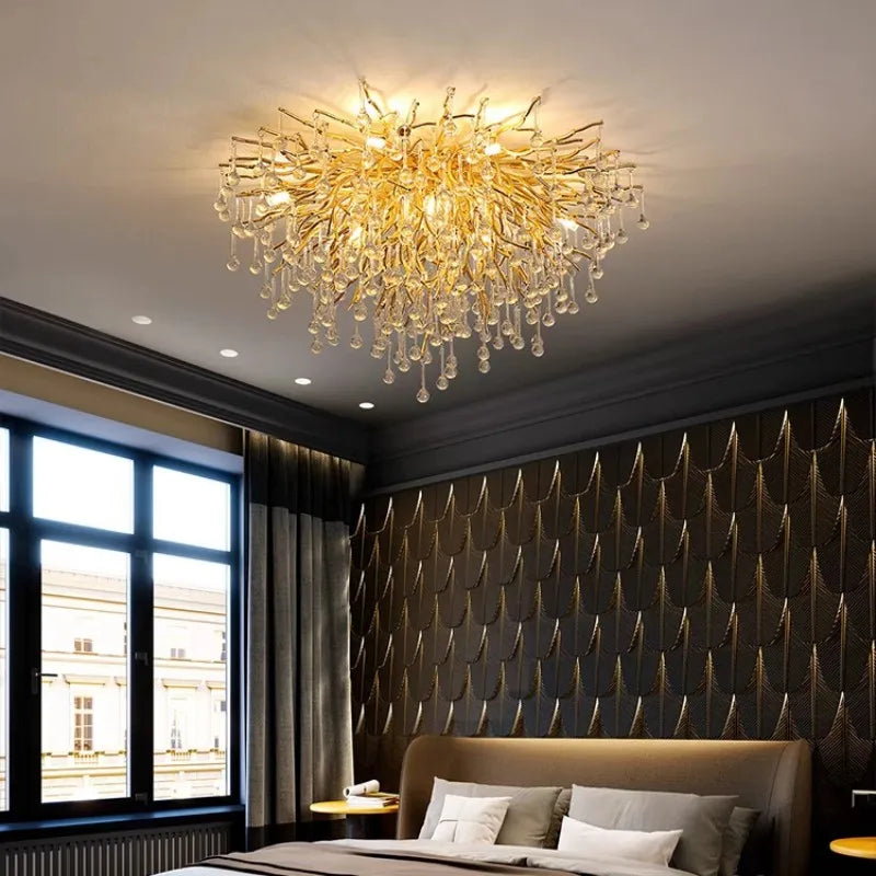 ™ Gold Crystal LED Ceiling Chandelier for Elegant Spaces