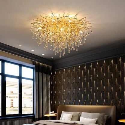 ™ Gold Crystal LED Ceiling Chandelier for Elegant Spaces