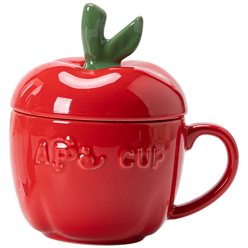 DecorBites™ Apple Fruit Ceramic Mug for Kids Breakfast, Festivals, Birthday Gift