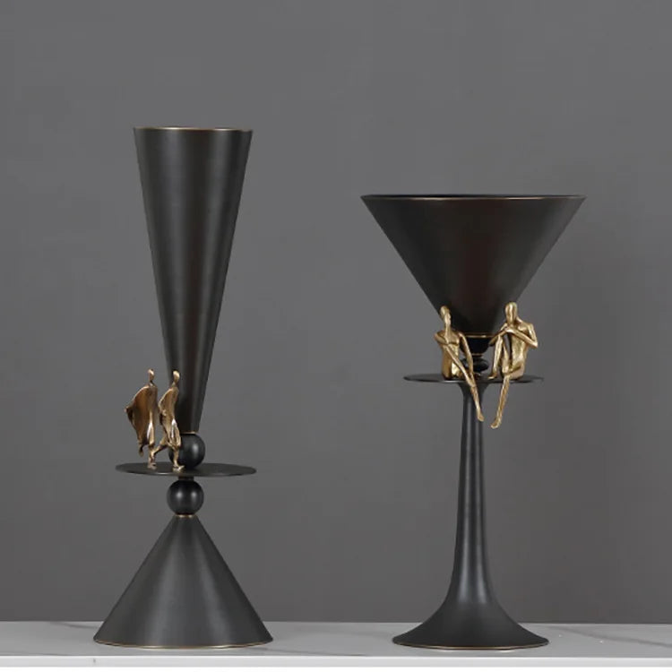 DecorBites™ Geometric Bronze Vase for Home Decor