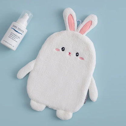 DecorBites™ Cartoon Rabbit Hand Towel: Kids Coral Velvet Quick Dry Microfiber Towel