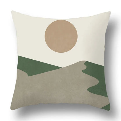 DecorBites™ Green Plants Geometric Print Pillow Cover - Home Sofa Cushion Cover