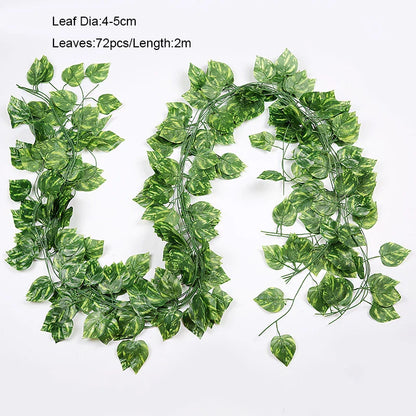 DecorBites™ Ivy Green Fake Leaves Garland Vine Wall Decoration Artificial Plants