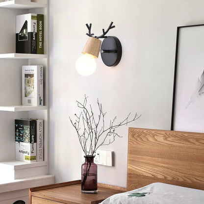 DecorBites™ Black Wooden Wall Light Modern E27 LED Sconce Living Room Decor
