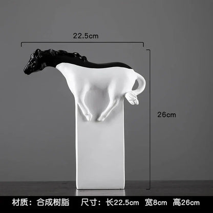 DecorBites™ Golden Horse Abstract Sculpture: Elegant Running Horse Figurine for Home Decor