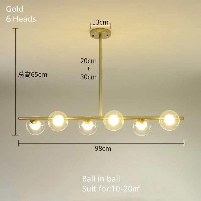 DecorBites™ Glass Ball Pendant Chandeliers LED Hanging Lights for Home Decor