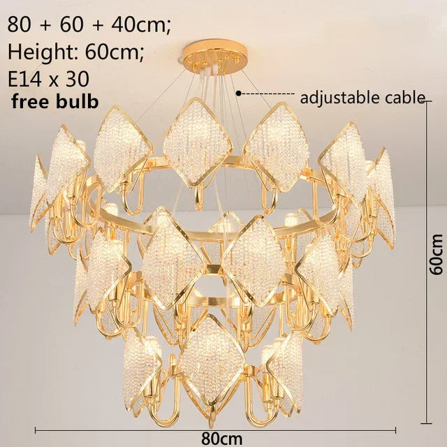 DecorBites™ Crystal Chandelier Pendant Light: Modern Luxury Luminaria for Living Room Décor