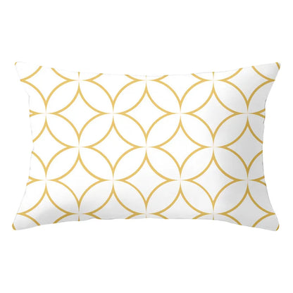 DecorBites™ Geometric Striped Curved Rectangle Pillowcase - Yellow Blue Sofa Throw Pillows