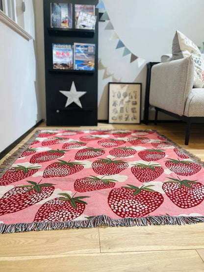 DecorBites™ Cat Strawberry Knitted Blanket Sofa Cover