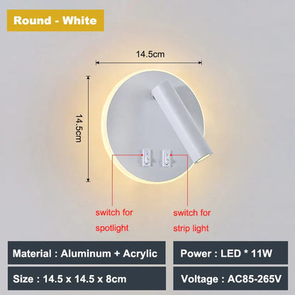 DecorBites™ Adjustable 10W Wall Light Sconce Lamp with Switch - Hotel Bedroom Study Reading