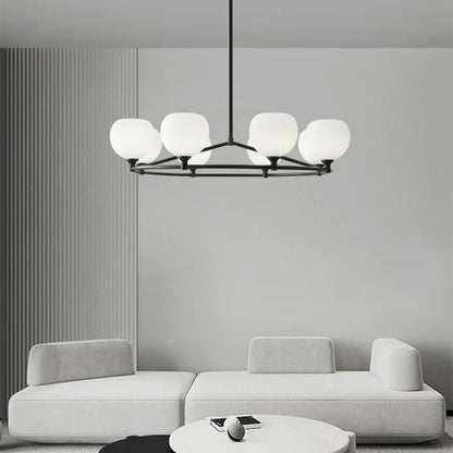 DecorBites™ Brass and White Glass Pendant Lamp with Adjustable Height