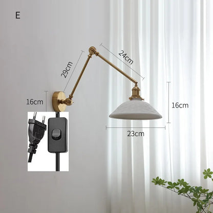 DecorBites™ Copper Swing Arm Wall Lights Sconce Up Down LED Modern Ceramic Lampshade