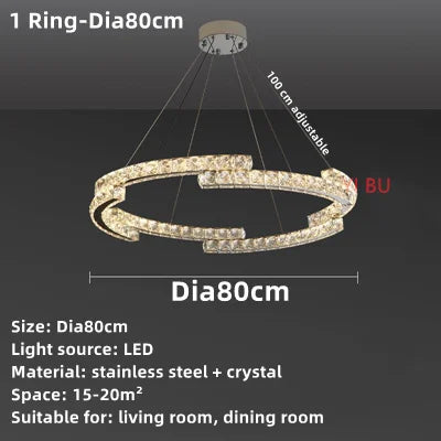 DecorBites™ Crystal Ceiling Chandelier: Modern Stainless Steel LED Indoor Lighting for Living Room & Bedroom