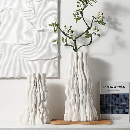 DecorBites™ Abstract Irregular Trunk Fold Ceramic Vase for Home Decor