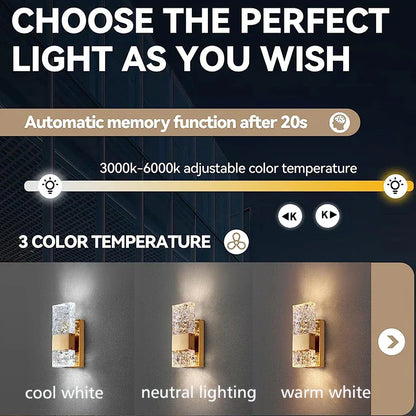 DecorBites™ Crystal LED Wall Light Remote Control Dimmable 3000K 6000K for Bedroom Hallway