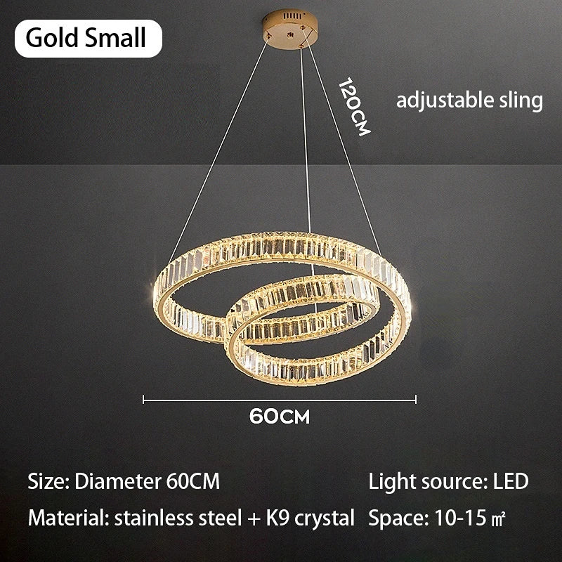 DecorBites™ Crystal Chandelier LED Light Fixture, Luxury Decor Hanging Lamp, Modern Home Lighting