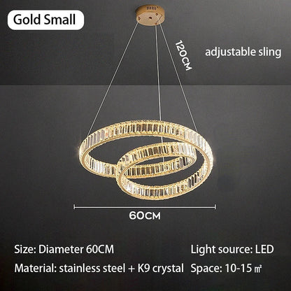DecorBites™ Crystal Chandelier LED Light Fixture, Luxury Decor Hanging Lamp, Modern Home Lighting