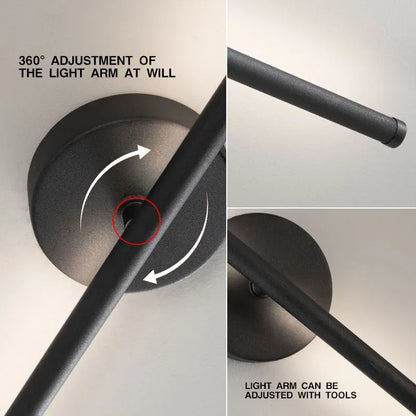 DecorBites™ 360° Rotation LED Wall Lights for Sofa Background, Black Wall Sconce Fixtures