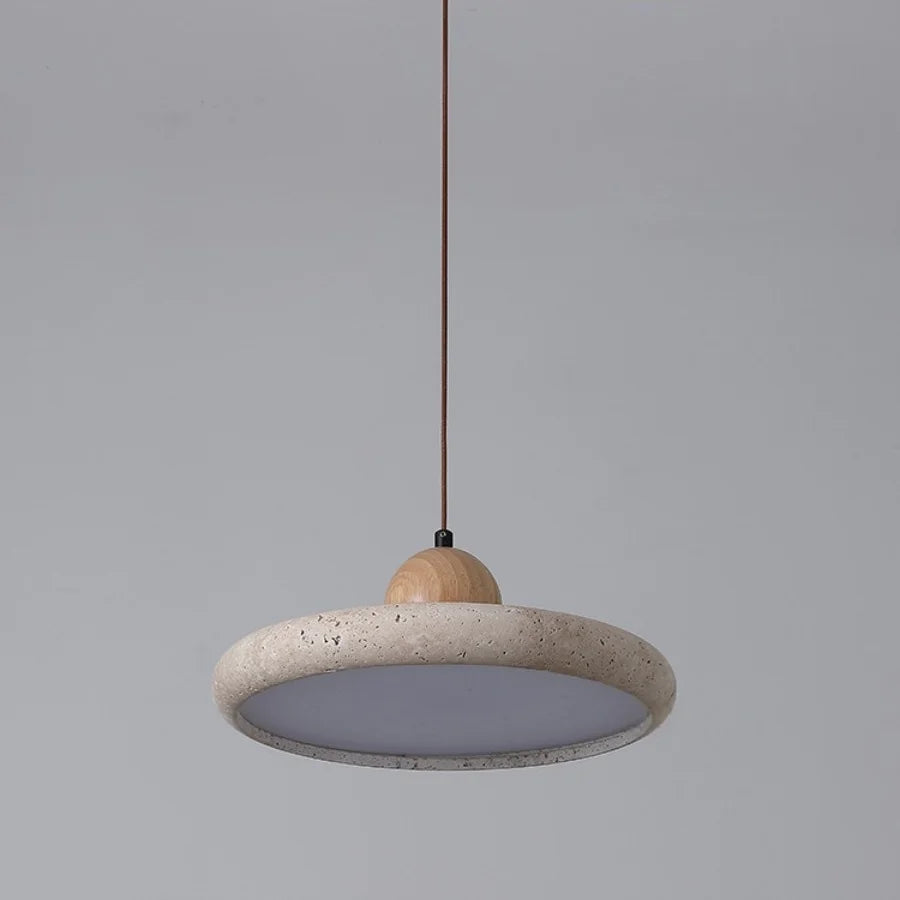 DecorBites™ LED Pendant Lamp Wood Globe Round Yellow Stone Hanging Lights