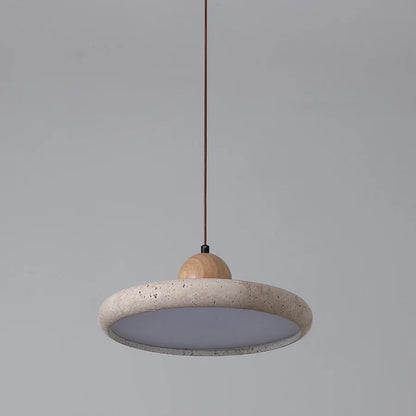 DecorBites™ LED Pendant Lamp Wood Globe Round Yellow Stone Hanging Lights