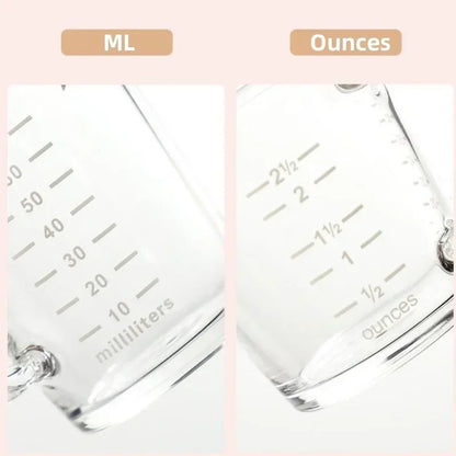 DecorBites™ Glass Espresso Measuring Cup Double Mouth Clear Scale Milk Latte Jug