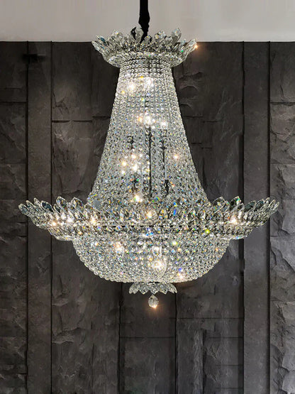 DecorBites™ K9 Crystal Chrome LED Chandelier for Trendy Living Room Lighting