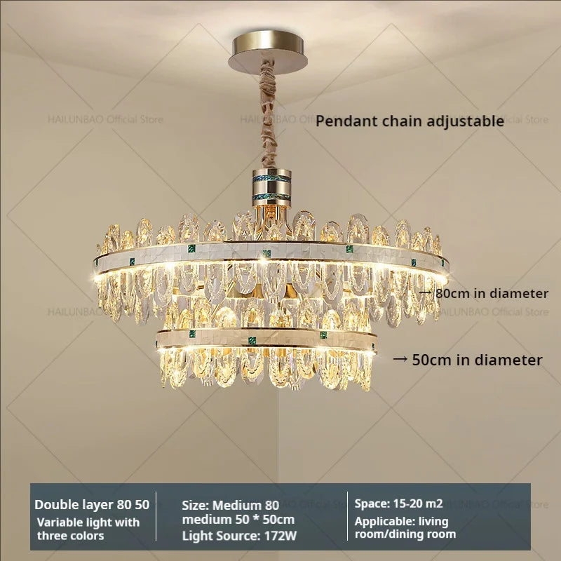 DecorBites™ 2024 High-End Villa Crystal Chandelier with Hollow Design for Luxurious Living Rooms