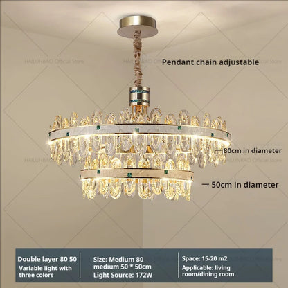 DecorBites™ 2024 High-End Villa Crystal Chandelier with Hollow Design for Luxurious Living Rooms