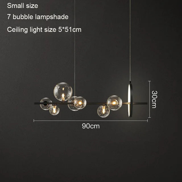 DecorBites™ Black Glass Ball LED Pendant Chandelier for Dining Room, Kitchen, and Restaurant