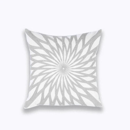 DecorBites™ Geometric Embroidered Cushion Cover Light Grey Cotton 45x45cm