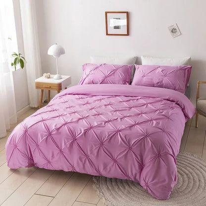 DecorBites™ 3D Pinch Pleated Duvet Cover Set - Queen, King Size Bedding Set of Quilt Cover & Pillow Case