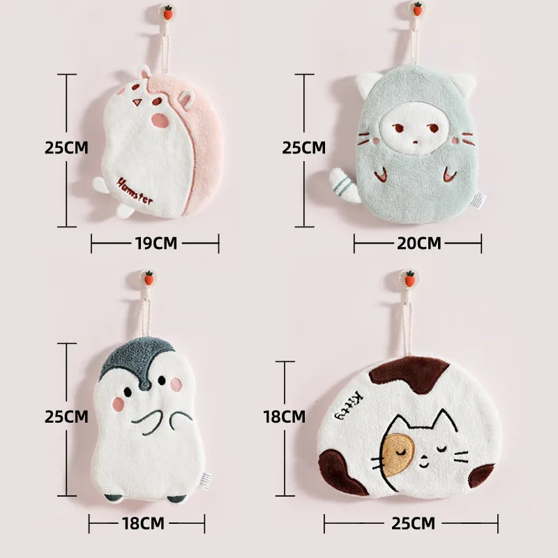 DecorBites™ Cartoon Animals Microfiber Hand Towel Set