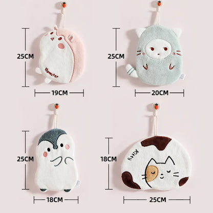 DecorBites™ Cartoon Animals Microfiber Hand Towel Set