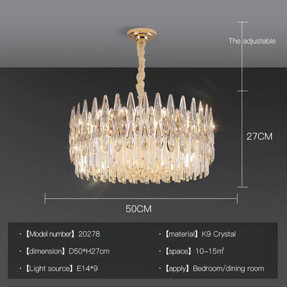 DecorBites™ Crystal LED Chandelier | Long Stairway Villa Light | Modern Luxury Post Lamp