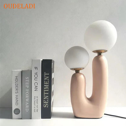 DecorBites™ Glass Ball LED Table Lamp: Green Pink Resin Nordic Style for Home Decor