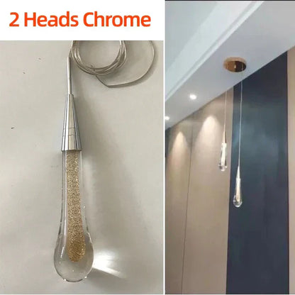 DecorBites™ Crystal Glass LED Pendant Tear Drop Light Chandelier