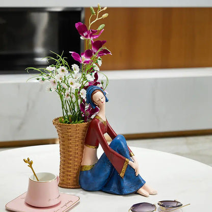 DecorBites™ Cute Girls Storage Tray Resin Ornaments, Home Decor Crafts & Office Desk Figurines