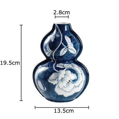 DecorBites™ Blue Porcelain Vase: Flowers and Birds Pattern Table Decor Floral Vases Room Aesthetic