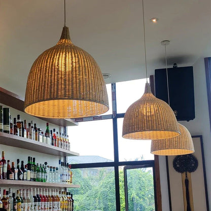 DecorBites™ Bamboo Weaving LED Pendant Lights for Home Decor and Dining Room