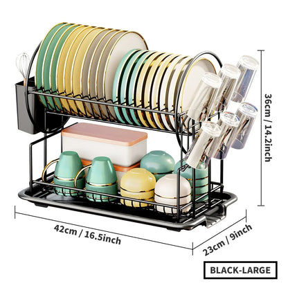 ™ Kitchen Organizer Rack with Drainboard for Dishes, Utensils, and Cups