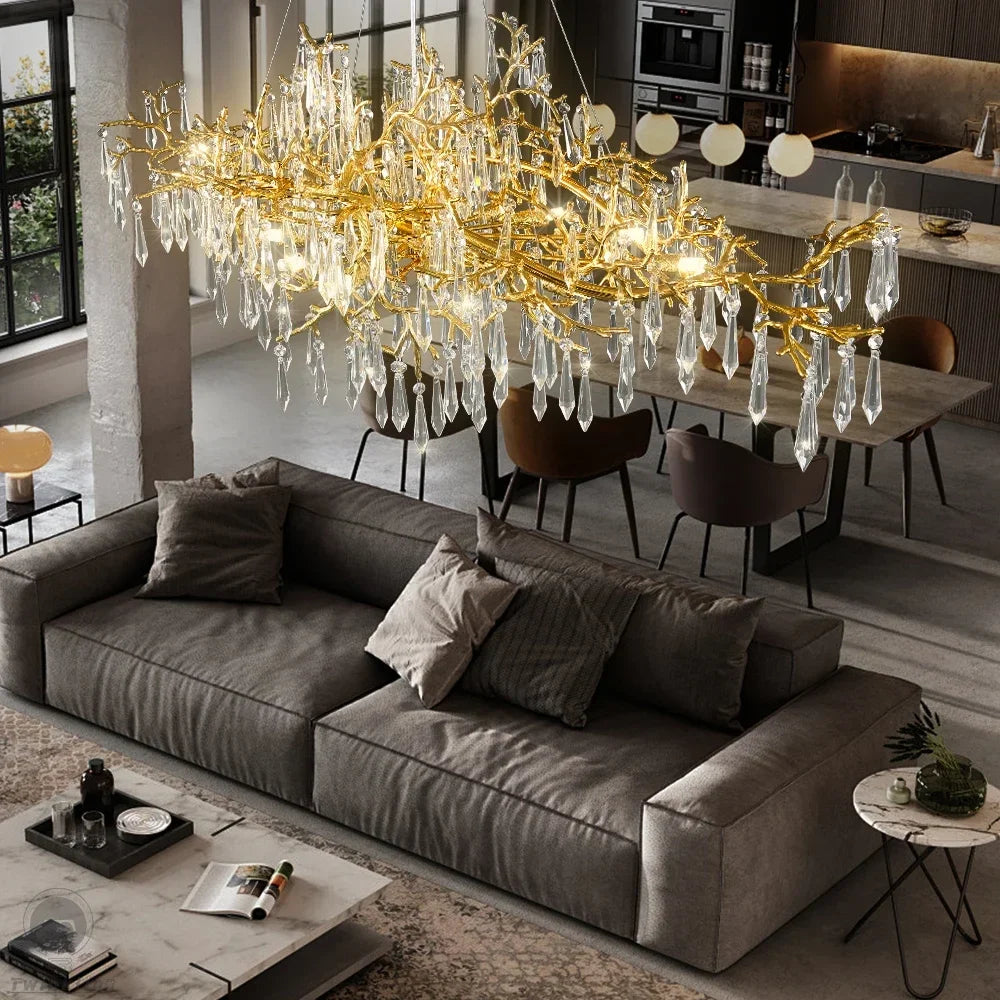 DecorBites™ Crystal Chandelier: Modern Luxury Long Light for Kitchen, Dining, Living, and Bedroom