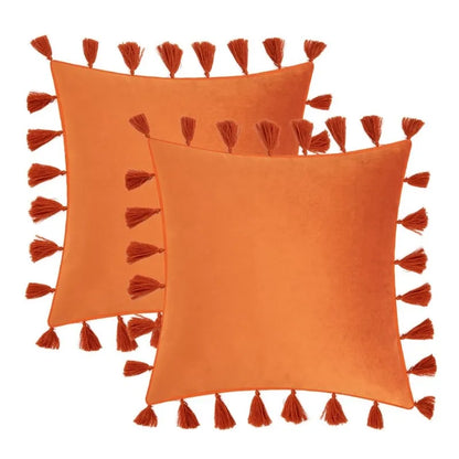 DecorBites™ Boho Tassel Fringe Orange Pillow Covers Pack for Home Decor