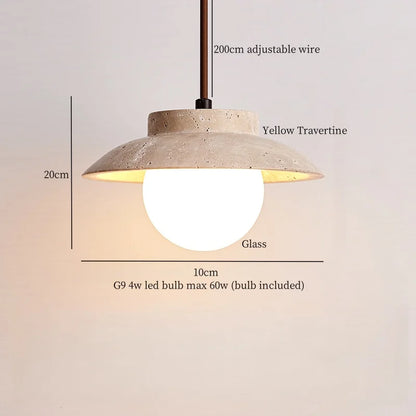 DecorBites™ LED Pendant Light Yellow Travertine Modern Hanging Lampara