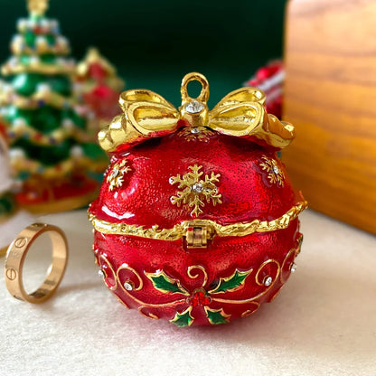 ™ Jingle Bell Trinket Box With Crystals, Hand-painted, Christmas Tree Decor