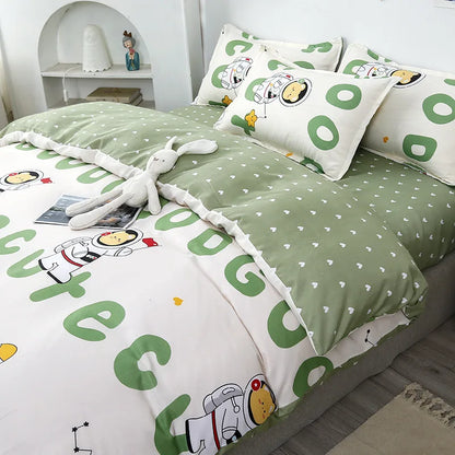 DecorBites™ Cartoon Lattice Floral Geometric Pattern Bedding Set