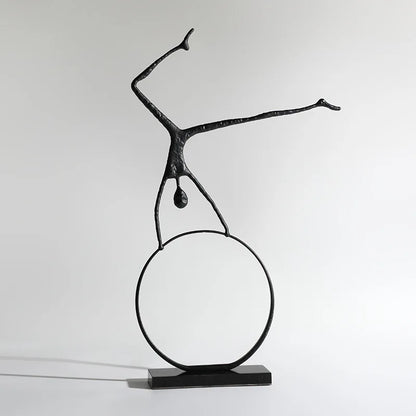 DecorBites™ Black Metal Sports Figure Sculpture for Elegant Home Decor