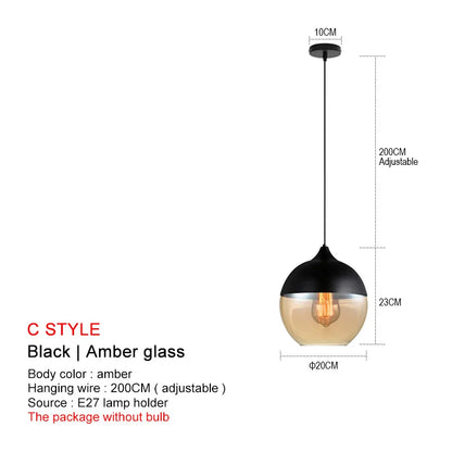 DecorBites™ Black Glass Pendant Lights: Modern Nordic Chandelier for Dining Room, Kitchen, Bedroom, and Restaurant
