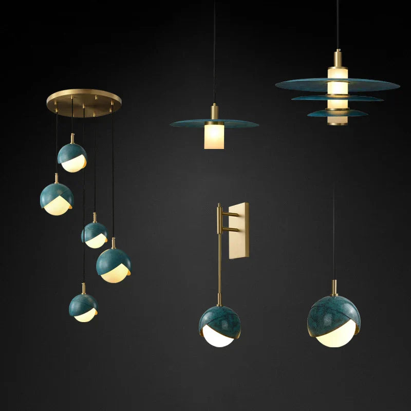 DecorBites™ Blue Copper Chandelier Pendant Light for Kitchen Island & Restaurant