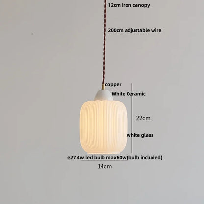 DecorBites™ Ceramic Walnut Pendant Light with LED, Adjustable Hanging Lamp