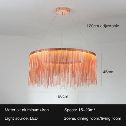 DecorBites™ LED Tassel Chandelier Pendant Light for Living Room Villa Hall Silver Lustre
